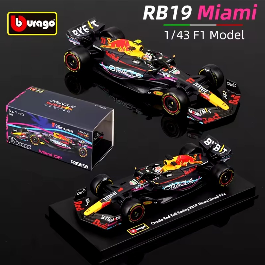 BURAGO - 1/43 - RED BULL - F1 RB19 RED BULL RACING N° 11 - N° 1  GP MIAMI 2023 Pérez - Verstappen